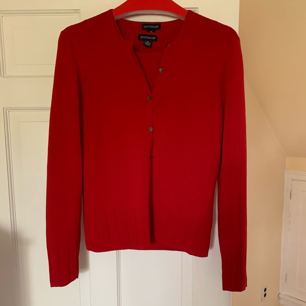 Ann Taylor red sweater set